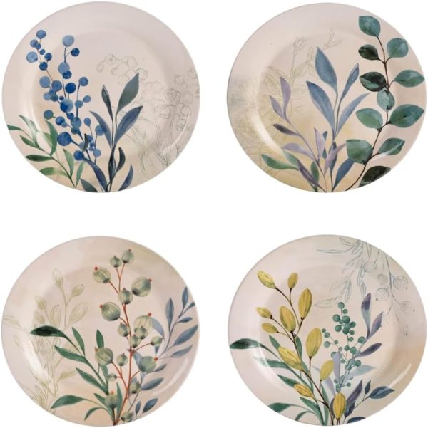 Salad Plates Set of 4, 8.75 Inch Ceramic Dessert Plates for Salad, Appetizer, Side Dishes, Microwave and Dishwasher Safe, Gift for Housewarming and Thanksgiving